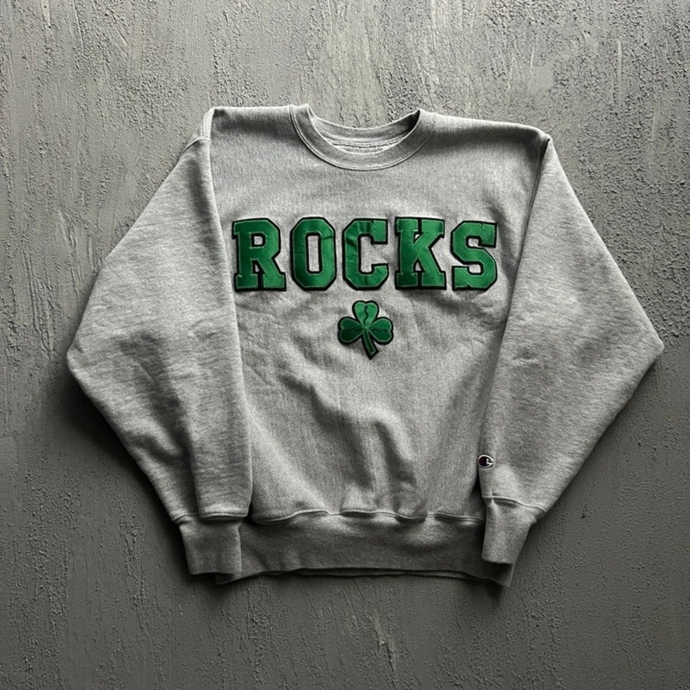 Vintage Champion Reverse Weave Sweatshirt Large Grey 2000s Rocks Shamrock